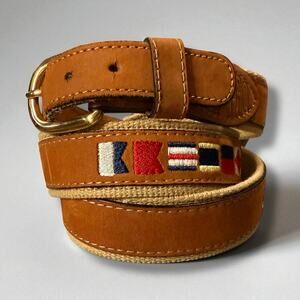 Zep-Pro Casual Belt Mens Leather Embroidered International Sailing Flags Sz 40